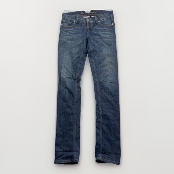 Y2K GUESS Jeans Sz 24 Casual Low Rise STARLET Skinny Leg Dark Blue Denim - Picture 1 of 13